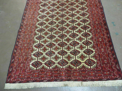 Turkoman Bokhara Wool Rug Handmade 4x6 Pakistan Fine Knot Wool