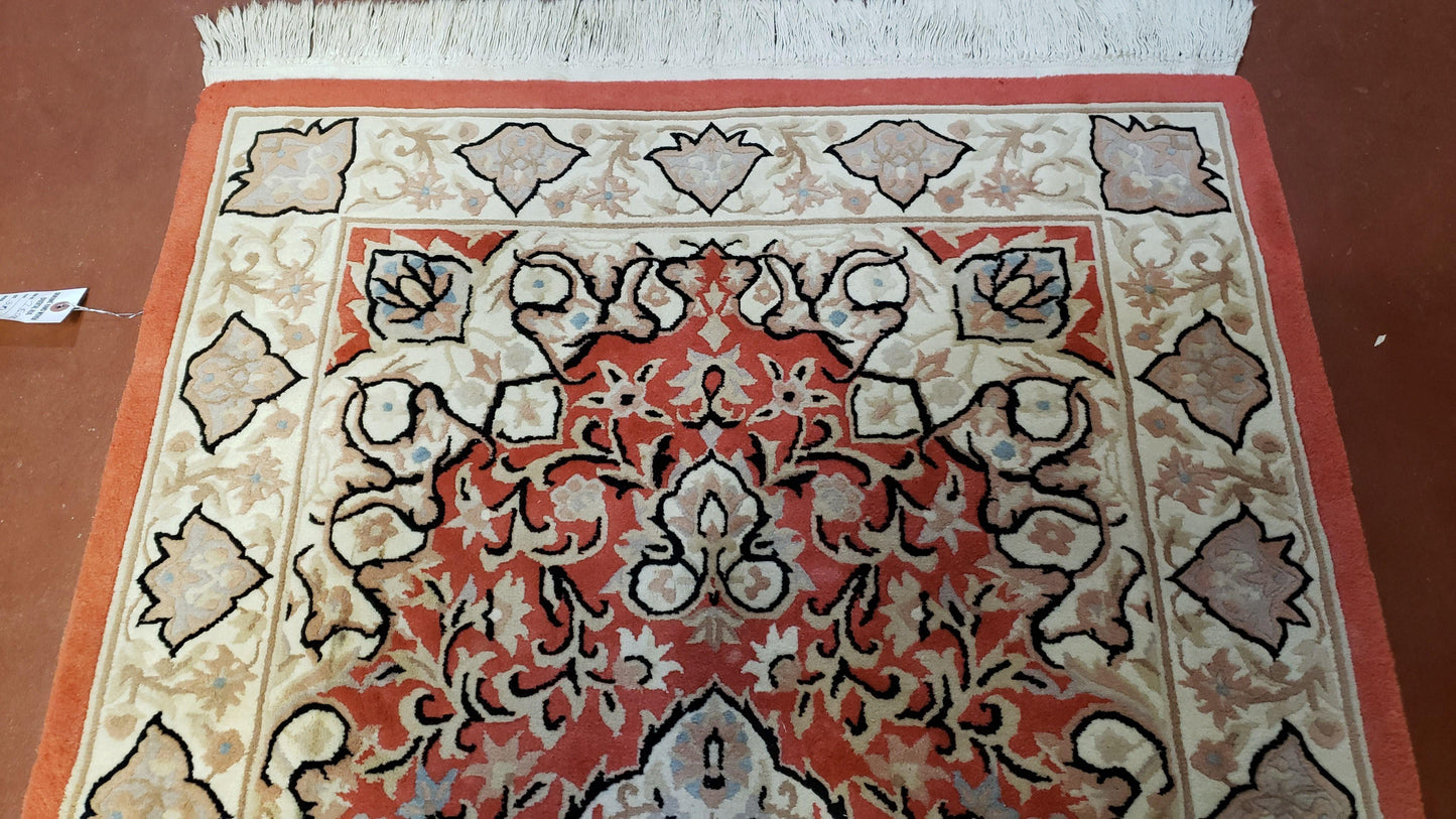3x5 Red Chinese Hand Knotted Wool Rug Medallion Vintage Small Area Rug