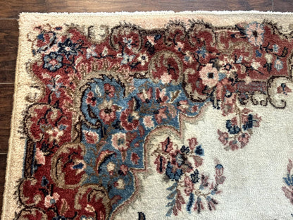 Persian Kerman Rug Square 5.5 by 5.5 Ft Beige Cream and Light Blue