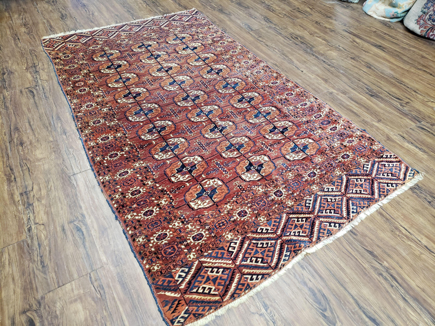Yamud Rug Turkoman Hand Knotted Wool Area Rug Vintage Fine Weave