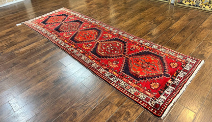 Persian Heriz Runner Rug Handmade Wool Medallion Geometric Red Antique Vintage Hand Knotted