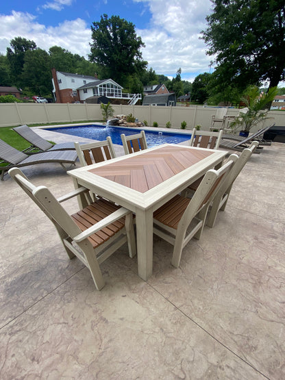 Post Leg Outdoor Dining Table Custom Made For Patio Durability And Weather Resistance