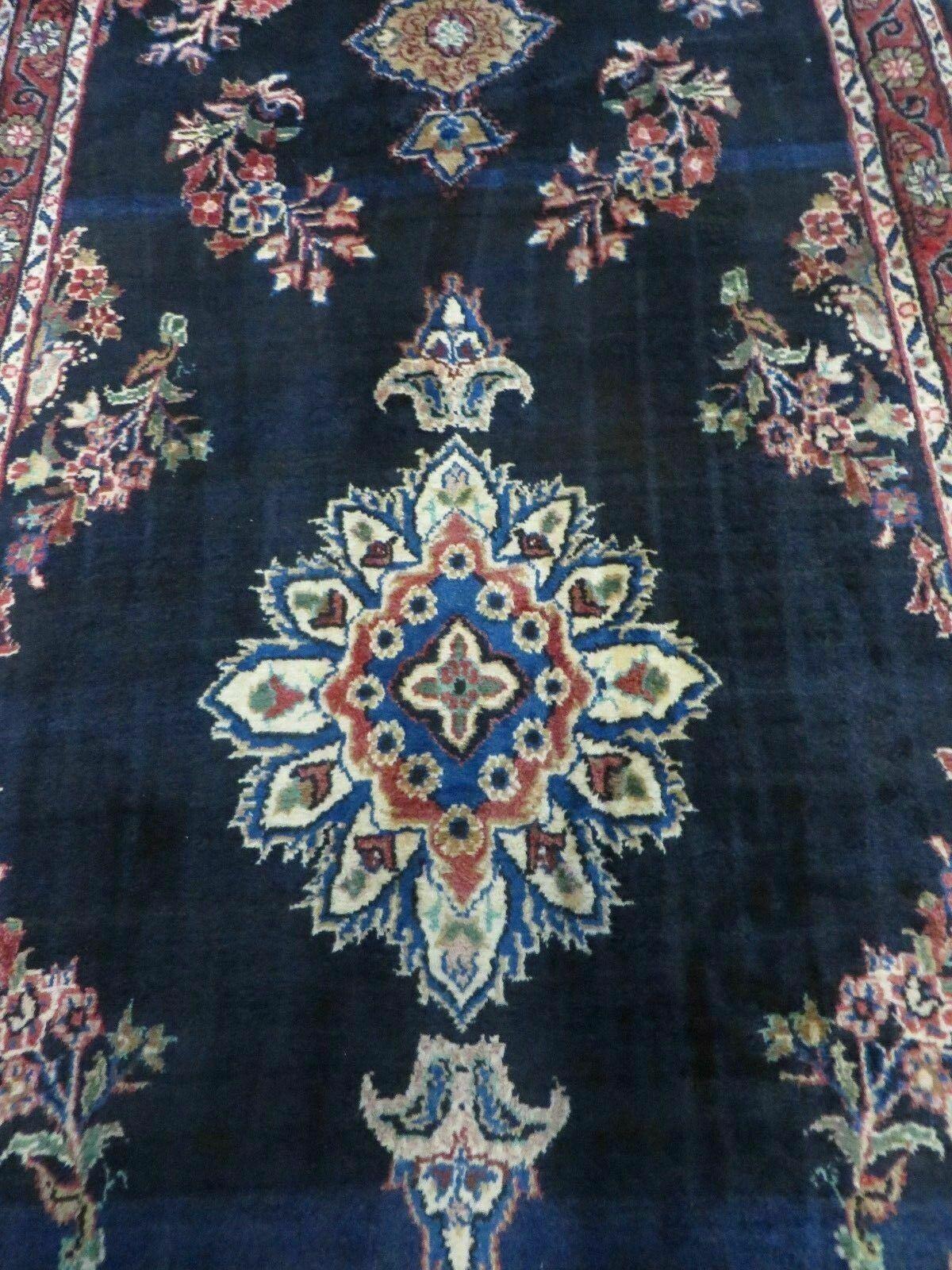 Persian Runner Rug 4x11 Navy Blue Antique Lilihan Hand Knotted Wool
