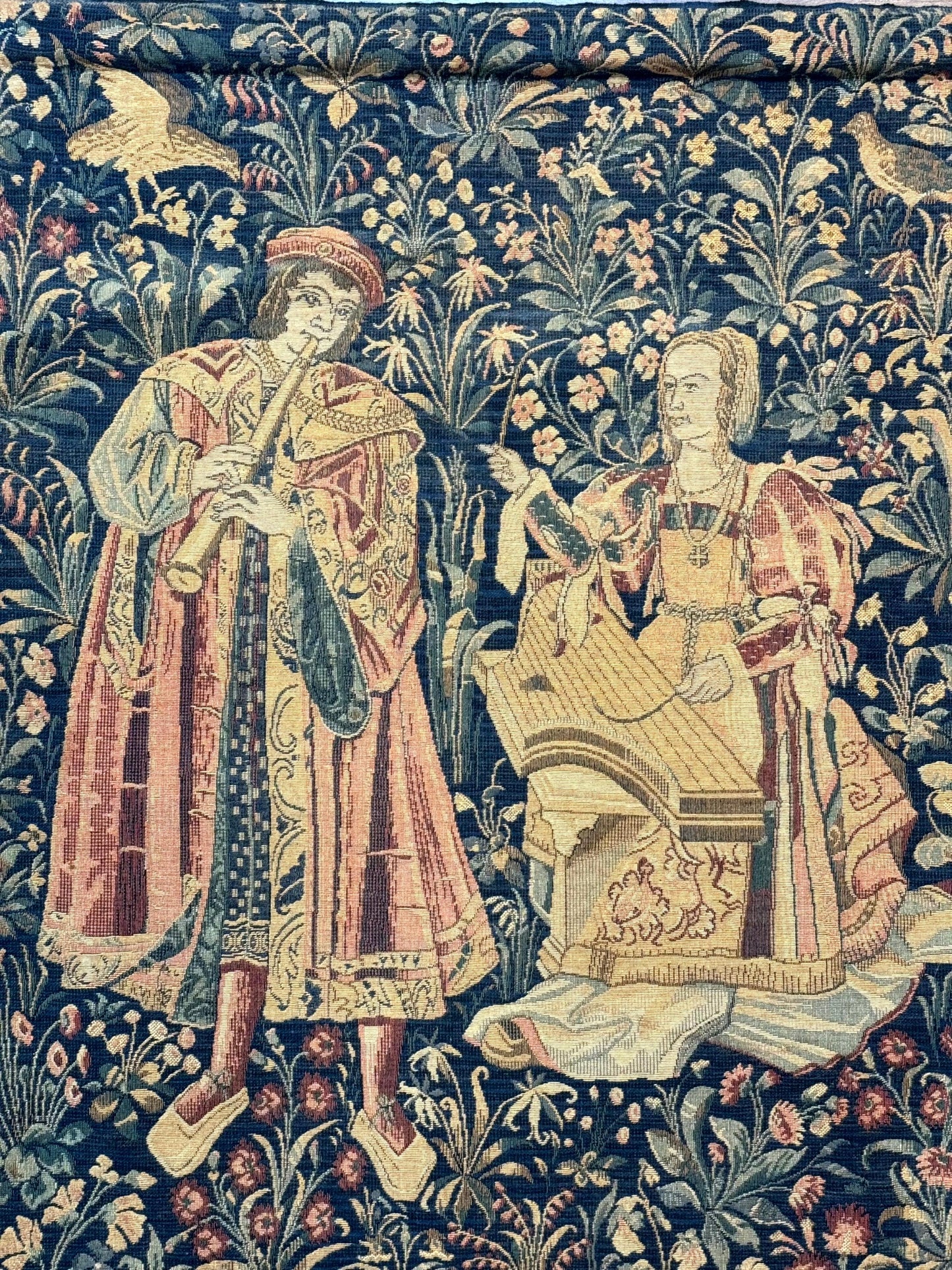 Belgian Tapestry 2x3 Vintage Flemish European Design Red Accents