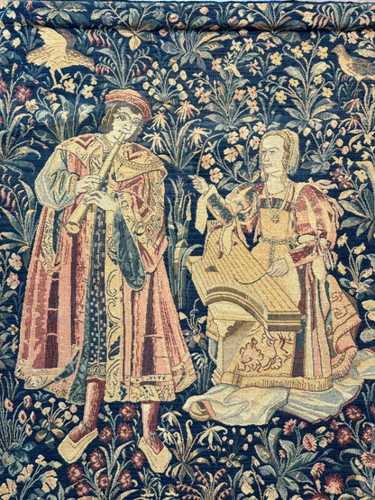 Belgian Tapestry 2x3 Vintage Flemish European Design Red Accents