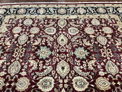Indo Persian Rug 10x14 Hand Knotted Wool Floral Allover Vintage Handmade Carpet