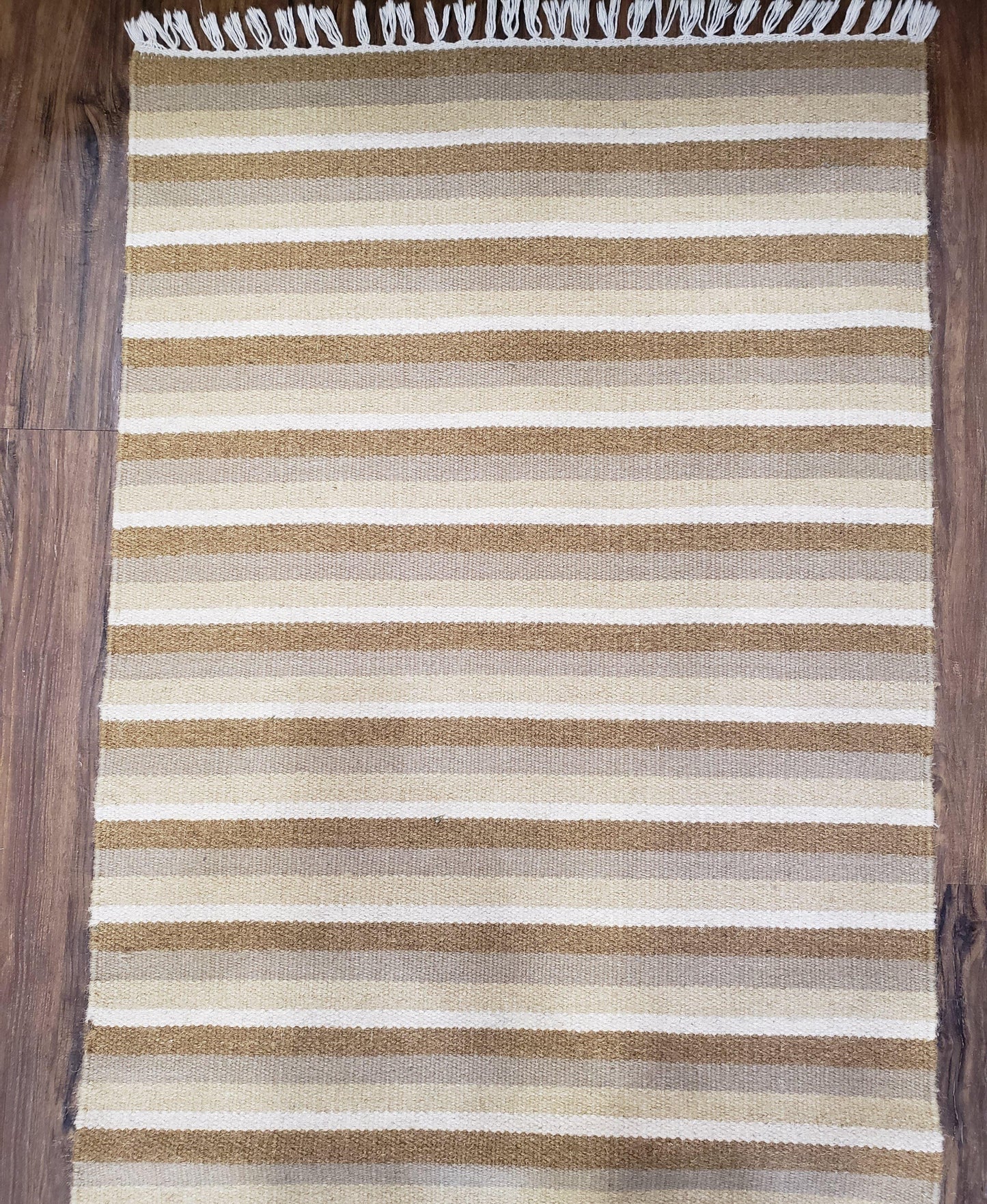 Striped Runner Rug Handmade Wool Indian Runner For Hallways 15 Ft Flatweave Farmhouse Decor