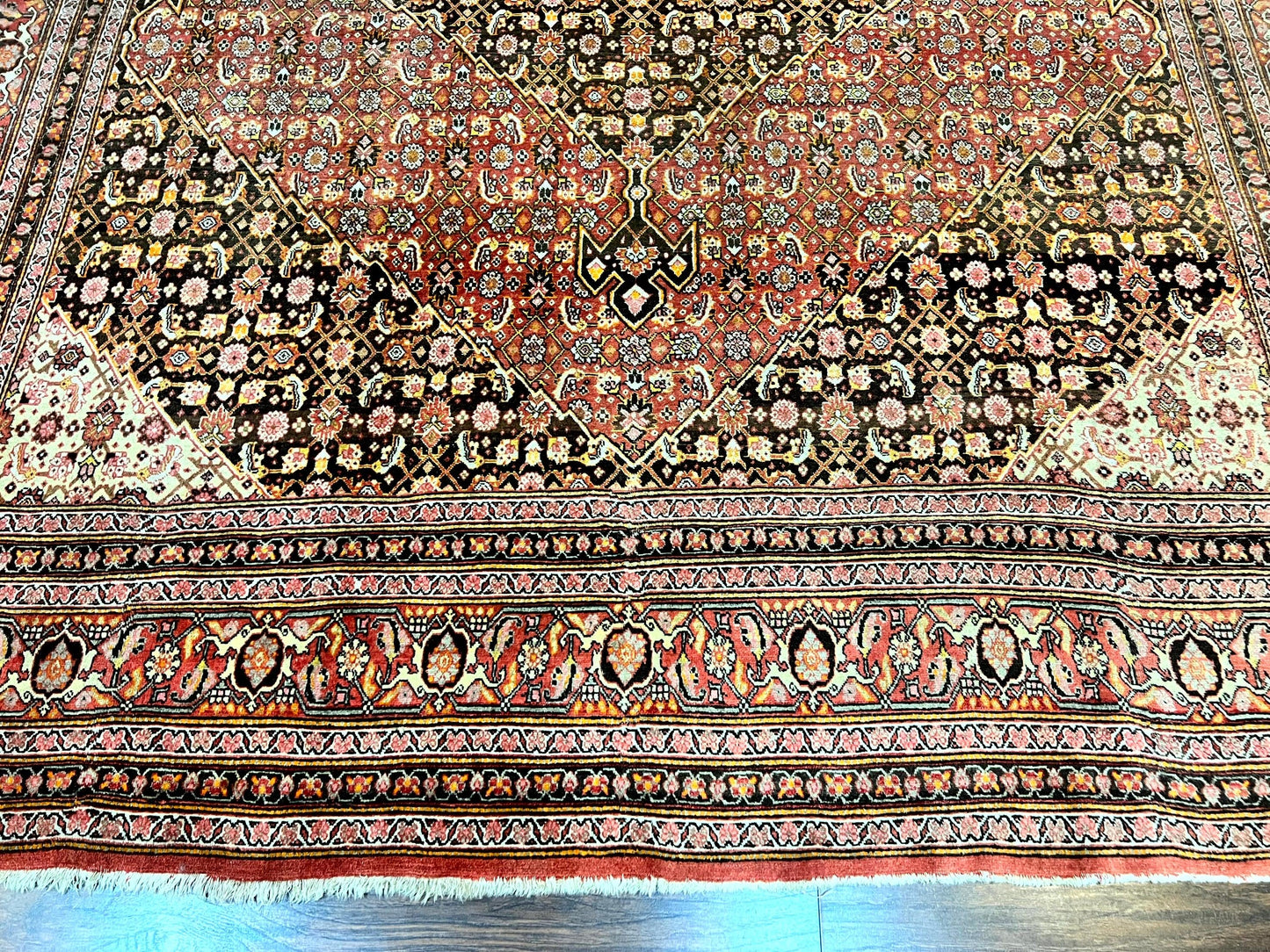 Rare Antique Persian Tabriz Rug 9x12 Handmade Wool Red Herati Pattern