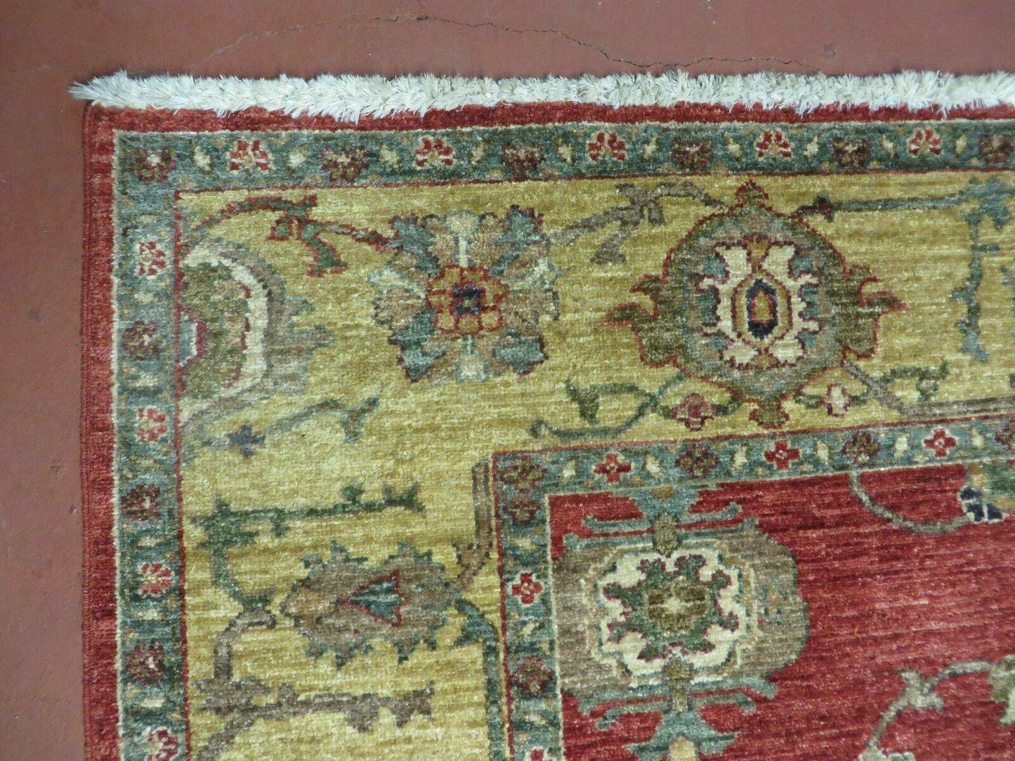 Egypt Agra Wool Rug Vintage Handmade 6.5 By 7 Feet One Of A Kind Hand Knotted Carpet