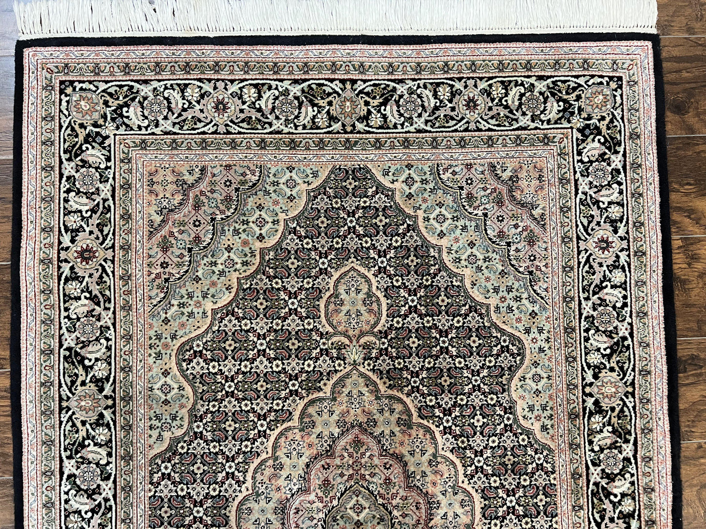 Persian Rug Hand Knotted Wool 4x6 Herati Mahi Vintage Black