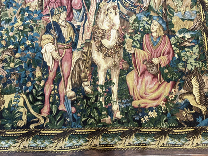 Vintage European Tapestry The Royal Hunt 5.5 x 8 Loomed Wool Cotton Wall Art