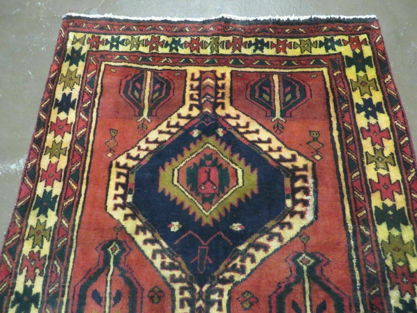 Antique Handmade Turkish Wool Rug 40 X 84 Inch Organic Dyes Vintage 1950s