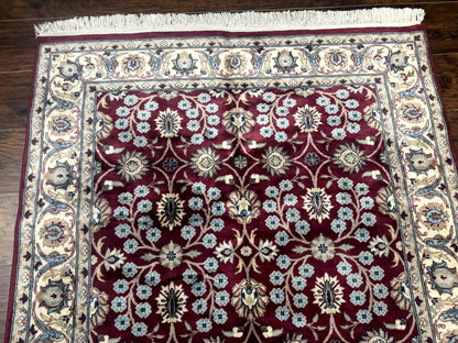 Persian Wool Rug 4x6 Floral Allover Vintage Plum And Ivory Handmade