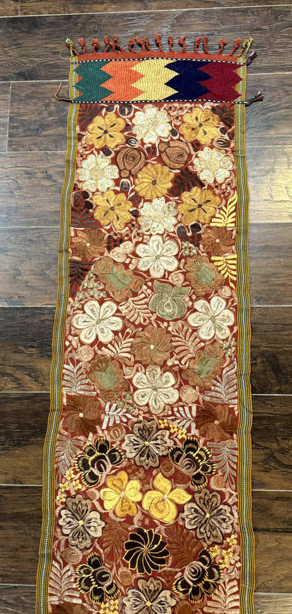 Vintage Table Runner 1.5 x 7.5 Wool Floral Loomed Decor for Home