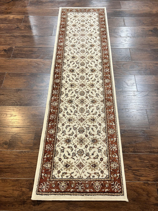 Runner Rug 2 X 7.6 Floral Allover Ivory And Rust Hallway Oriental Style