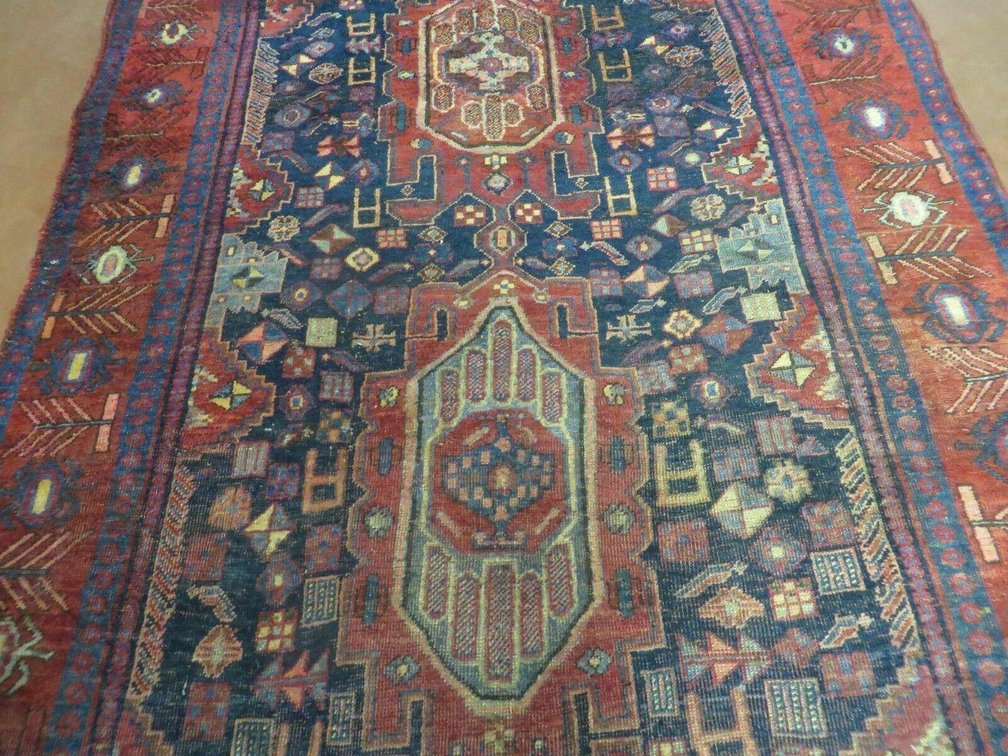 Antique Handmade Floral Tribal Oriental Turkish Wool Rug 4 Ft By 10 Ft