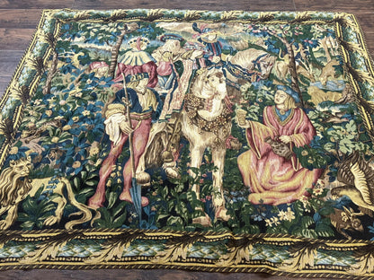 Vintage European Tapestry The Royal Hunt 5.5 x 8 Loomed Wool Cotton Wall Art
