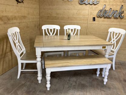 Spindle Leg Bench for Standard Tables With Thin Profile Design