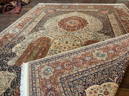 Handmade Persian Rug 9x12 Vintage Wool Floral Peacocks Very Fine 260 KPSI