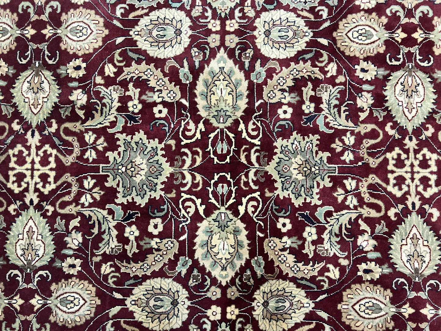 Indo Persian Rug 10x14 Hand Knotted Wool Floral Allover Vintage Handmade Carpet
