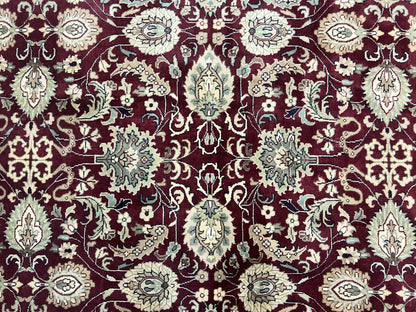 Indo Persian Rug 10x14 Hand Knotted Wool Floral Allover Vintage Handmade Carpet