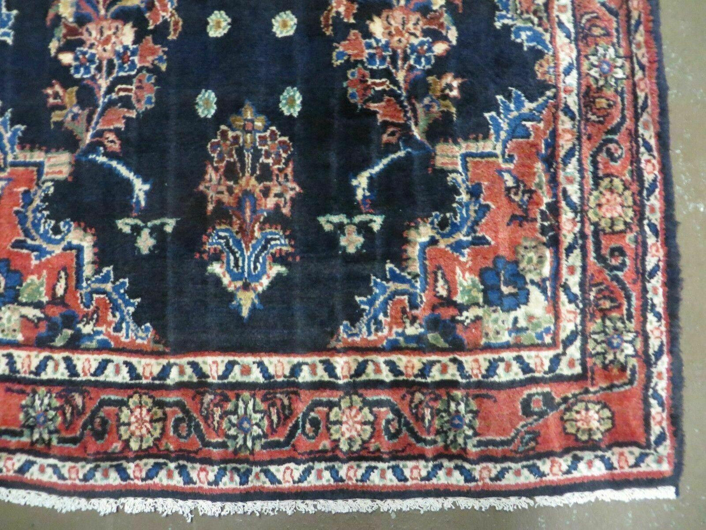 Persian Runner Rug 4x11 Navy Blue Antique Lilihan Hand Knotted Wool