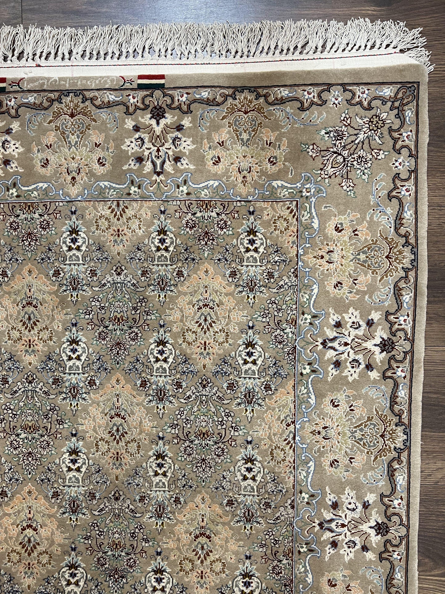 Persian Isfahan Rug 3x5 Hand Knotted Kork Wool On Silk Foundation Taupe Floral