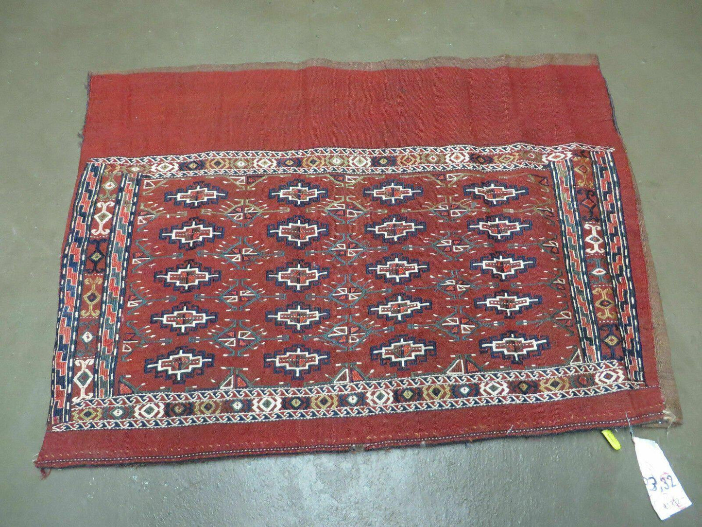 Antique Bokhara Turkoman Soumak Wool Rug 45x32 Handmade Yomud Chuval