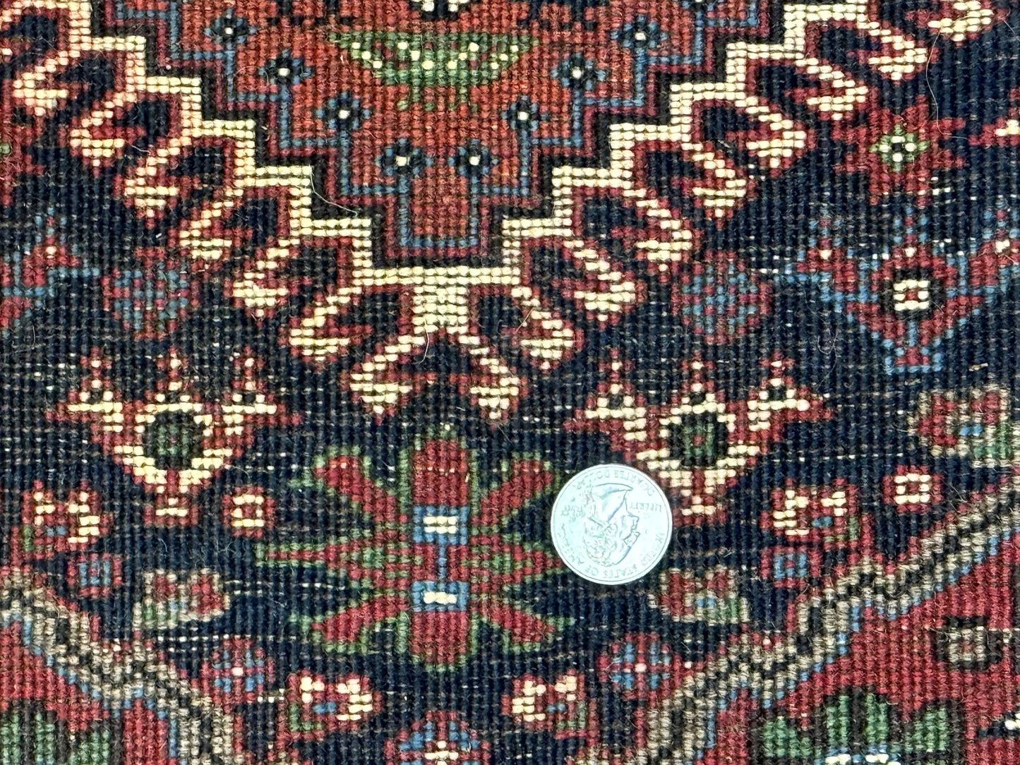 Persian Tribal Runner Rug Hand Knotted Wool Navy Blue Hallway Carpet Antique Shiraz Design