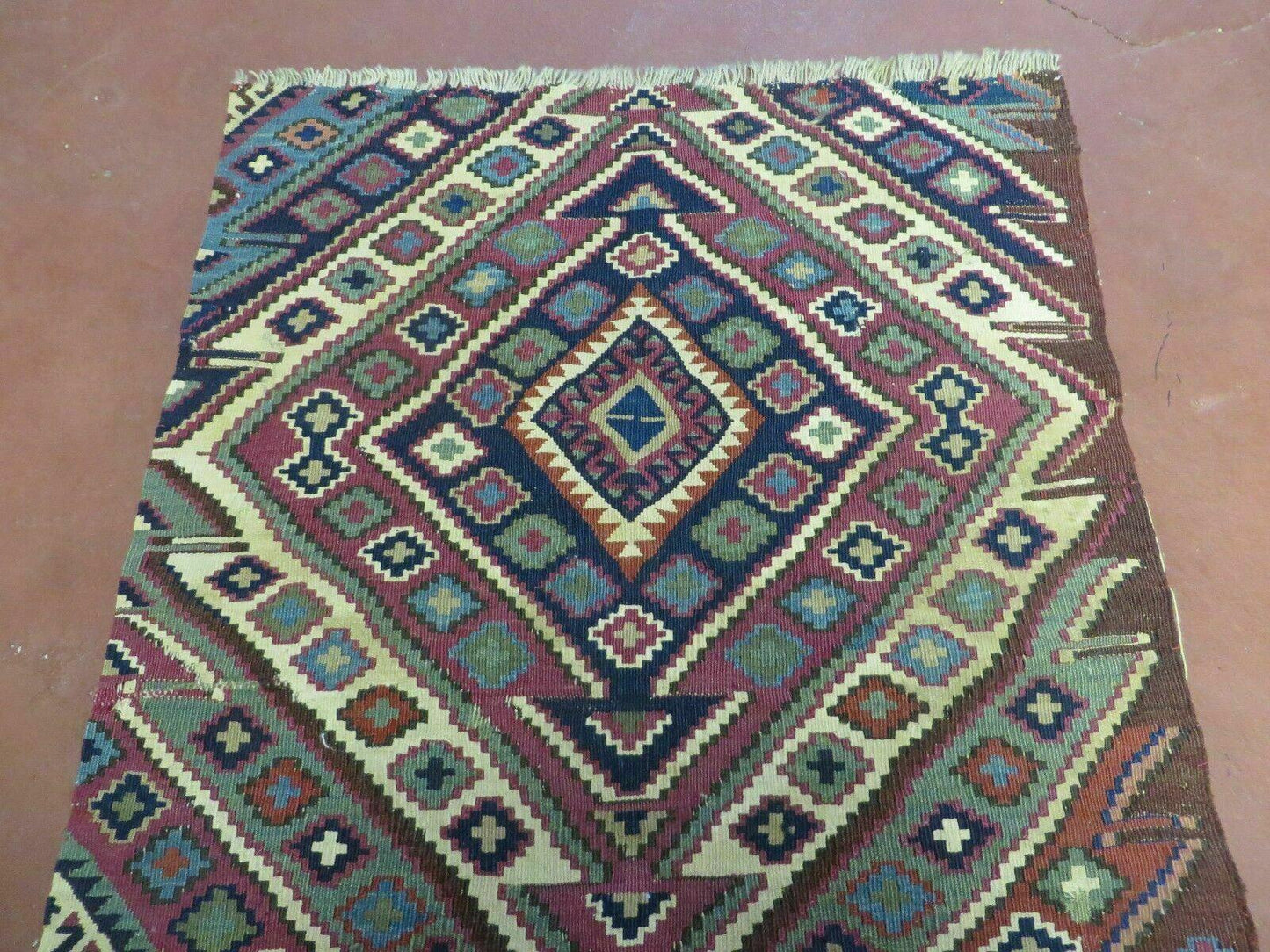 Antique Handmade Kilim Shirvan Caucasian Bagface Rug 25x52 Inches Wool
