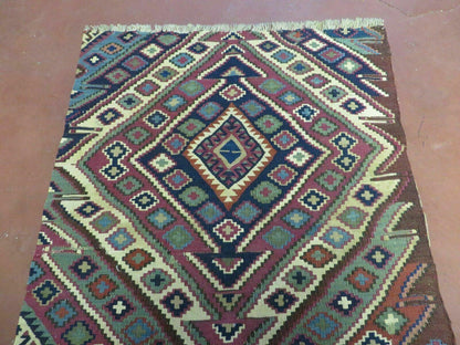 Antique Handmade Kilim Shirvan Caucasian Bagface Rug 25x52 Inches Wool