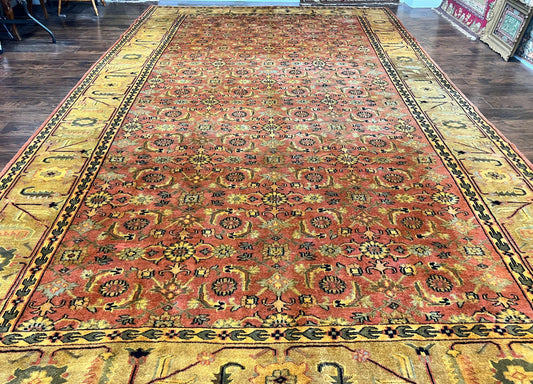 Oushak Rug Large 10x17 Vintage Handmade Wool Turkish Carpet Palace Size Light Red