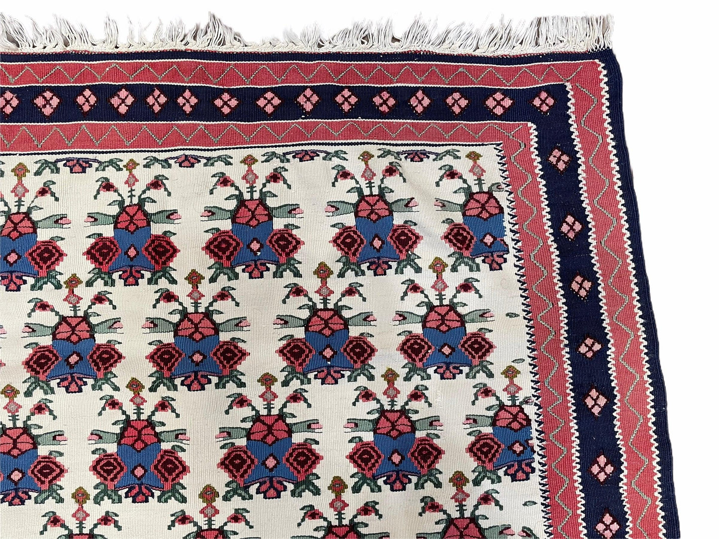 Vintage Kurdish Kilim Rug 3x5 Handwoven Heirloom Flatweave Collectible Beige