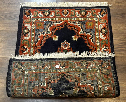 Indo Persian Wool Rug 2x3 Navy Terracotta