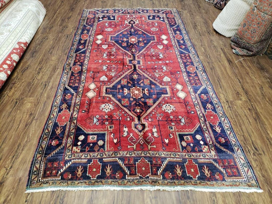 Antique Persian Rug Hand Knotted Zanjan Nahavand Heriz Wool 5x9 Handcrafted