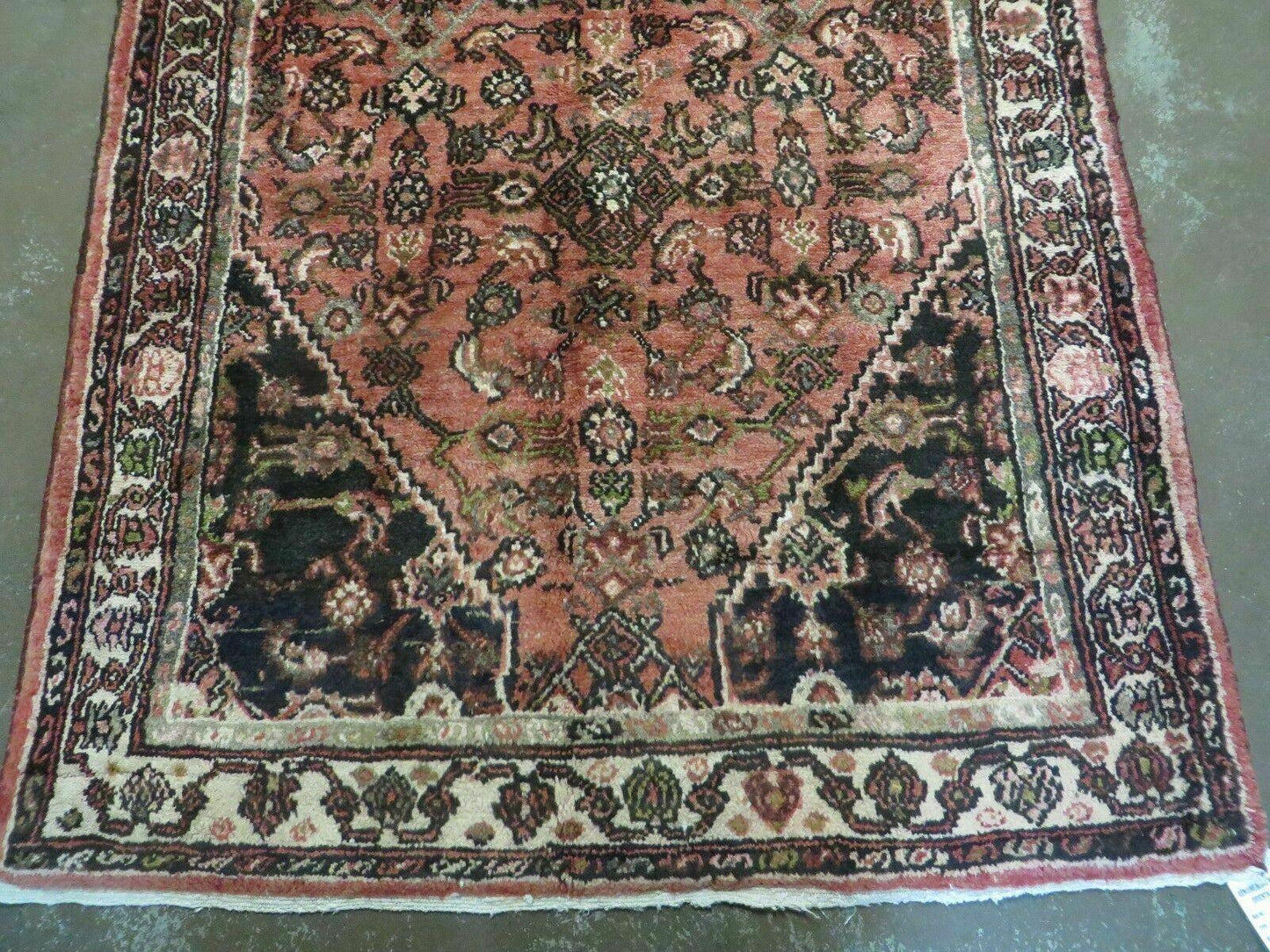 Persian Runner Rug Vintage Red Hand Made 3.8 x 10 Ft Allover Pattern