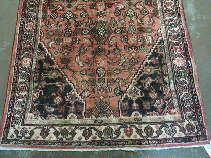 Persian Runner Rug Vintage Red Hand Made 3.8 x 10 Ft Allover Pattern