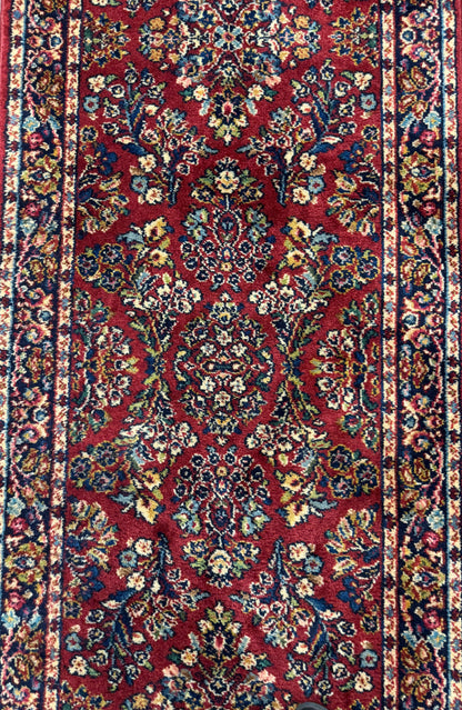 Karastan Red Sarouk Runner Rug 2.6x8.6 Wool Vintage Original 700 Series Number 785