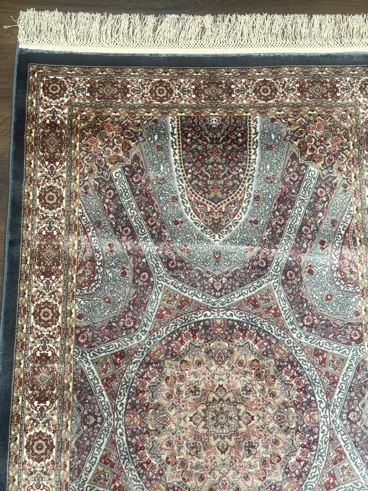 Turkish Silk Runner Rug 2.6 By 10 Feet Bamboo Silk Hereke Contemporary Light Blue