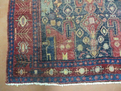 Antique Handmade Floral Tribal Oriental Turkish Wool Rug 4 Ft By 10 Ft
