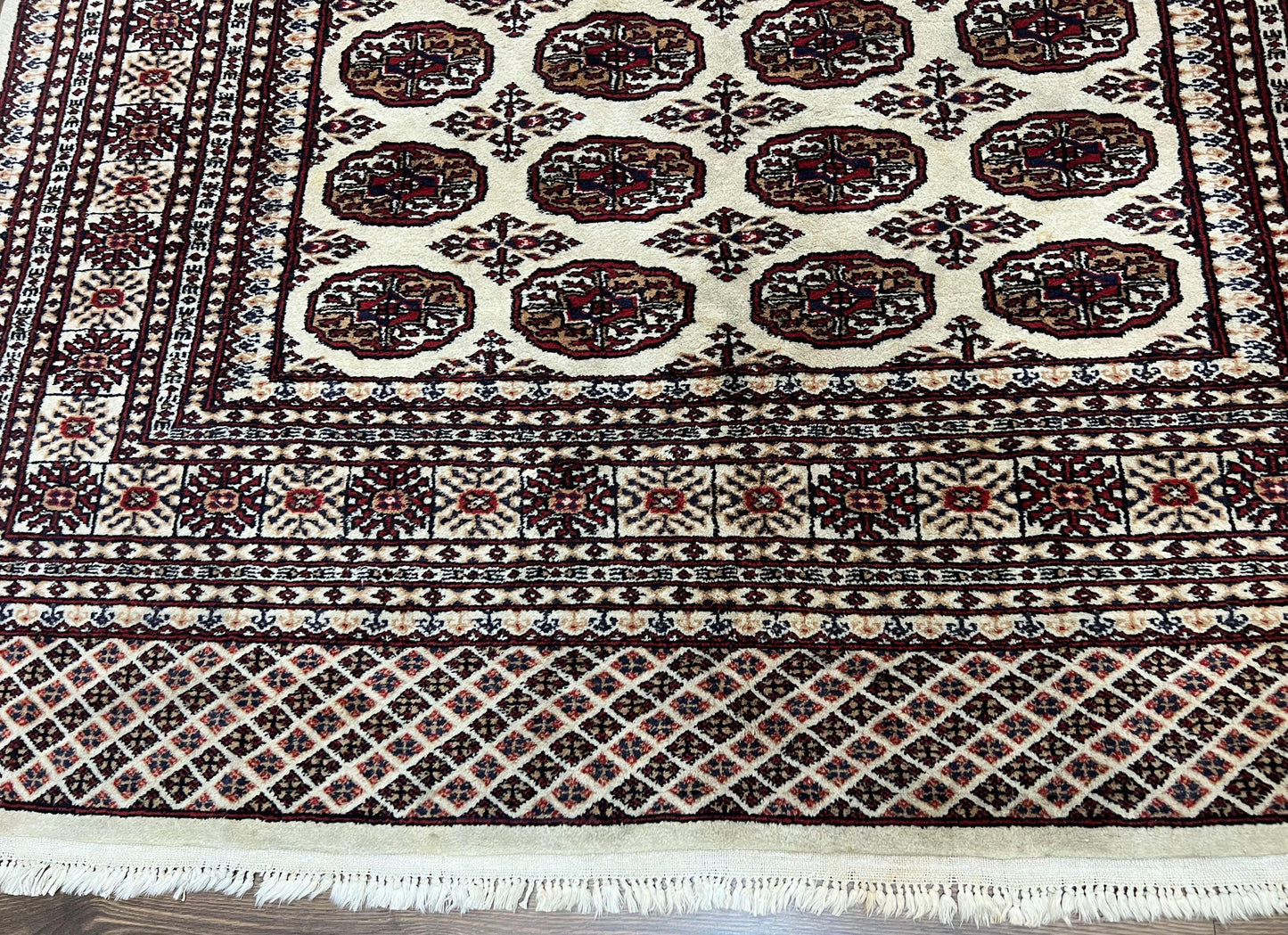 Pakistani Turkoman Rug 6x9 Hand Knotted Wool Oriental Carpet Yamud Bohemian Bokhara Rug