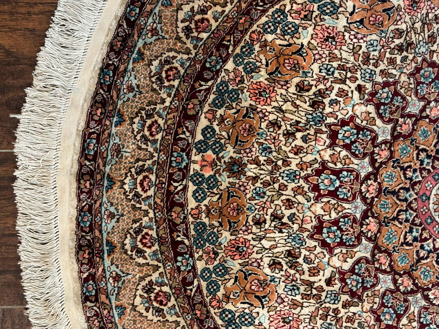 Round Silk Rug 3x3 Handmade Sino Persian Silk On Silk Carpet