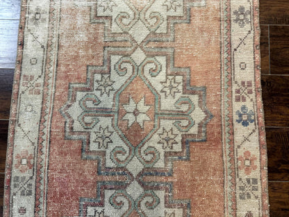 Antique Turkish Runner Rug Three By Nine Point Six Handmade Wool Geometric Vintage Farmhouse Style