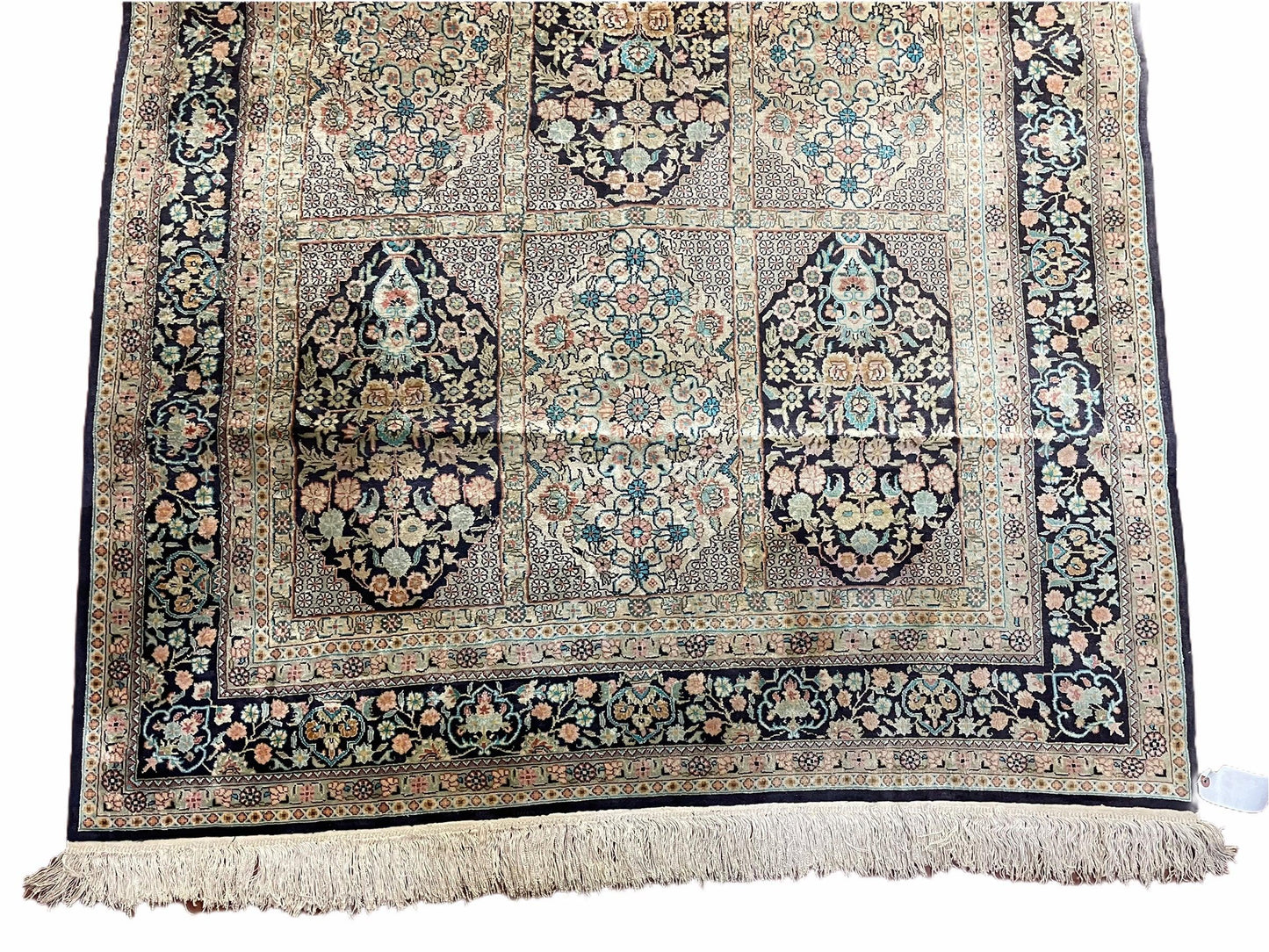 Turkish Silk Rug Vintage Hand Knotted 4x6