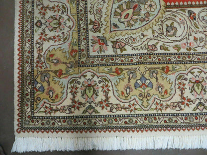 Vintage Persian Tabriz Rug 9x12 Hand Knotted Wool Floral Medallion
