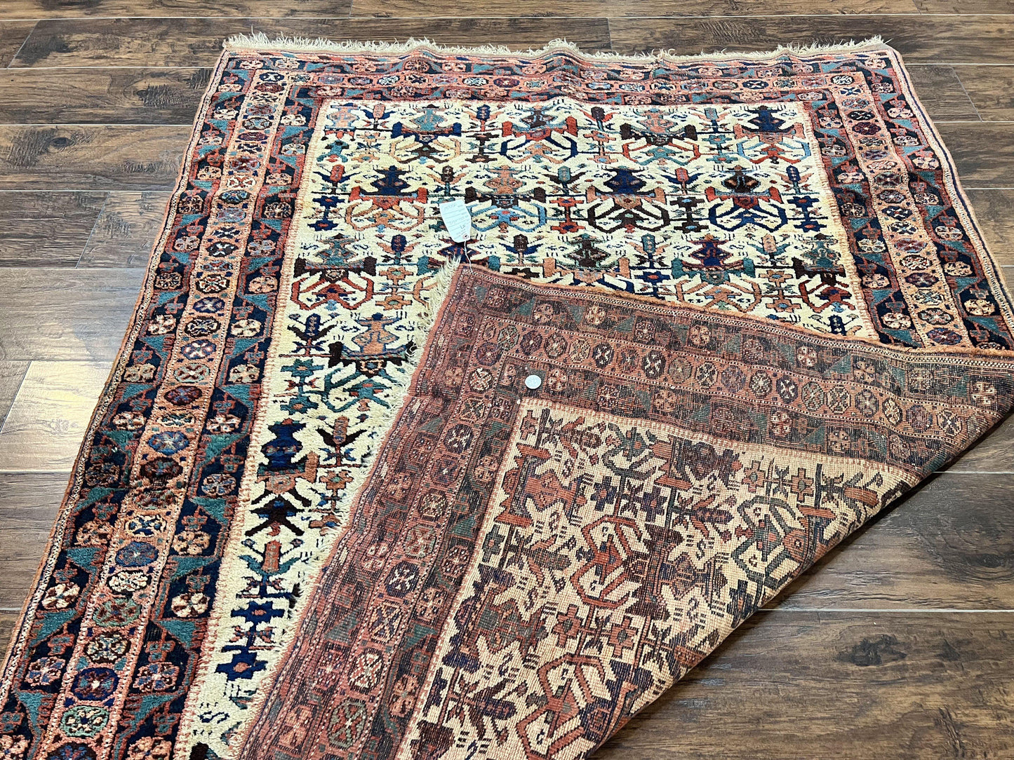 Persian Afshar Rug 5x6 Handmade Wool Tribal Carpet With Allover Repeated Motif