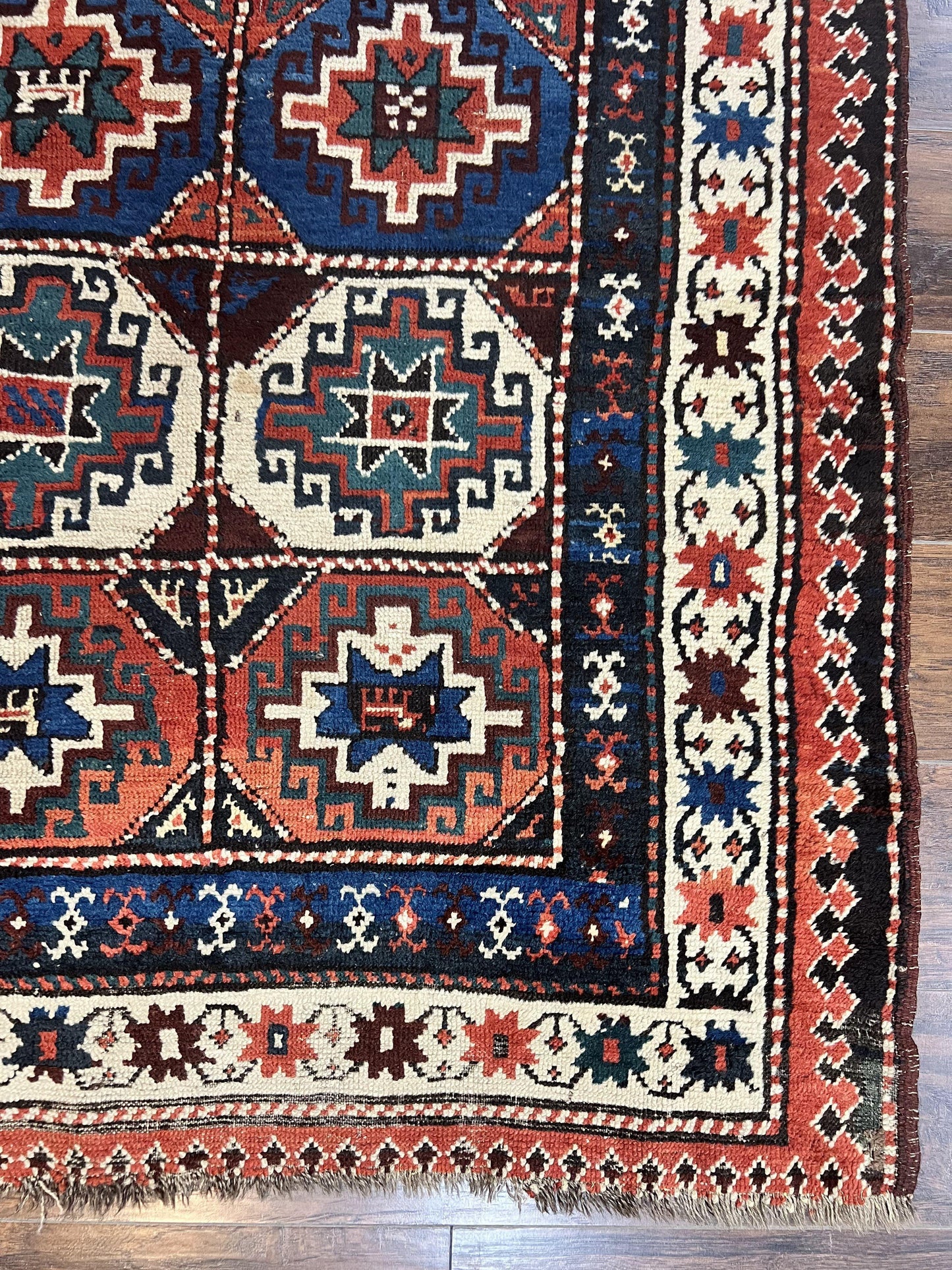 Antique Caucasian Kazak Runner Rug 4 X 9.5 Handmade Wool Hallway Carpet