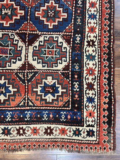 Antique Caucasian Kazak Runner Rug 4 X 9.5 Handmade Wool Hallway Carpet