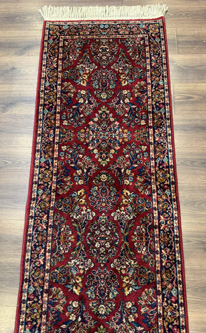 Karastan Red Sarouk Runner Rug 2.6x8.6 Wool Vintage Original 700 Series Number 785