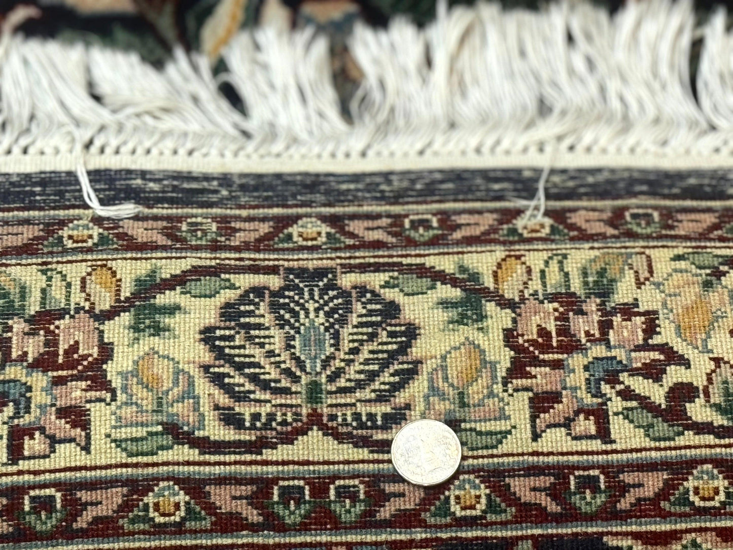 Persian Wool Rug Square 2.7x2.7 Handmade Floral Design Dark Green